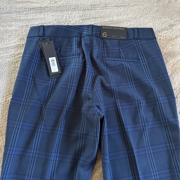 Banana Republic Ryan blue navy plaid wool trousers dress pants 6 new - Picture 13 of 13